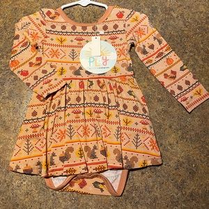 NWT Little Sleepies Harvest Fair Twirl Dress w/ Bodysuit
